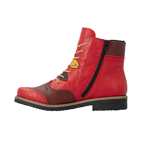 Rieker Laced Ankle Boots - 73510 - Red