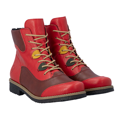 Rieker Laced Ankle Boots - 73510 - Red