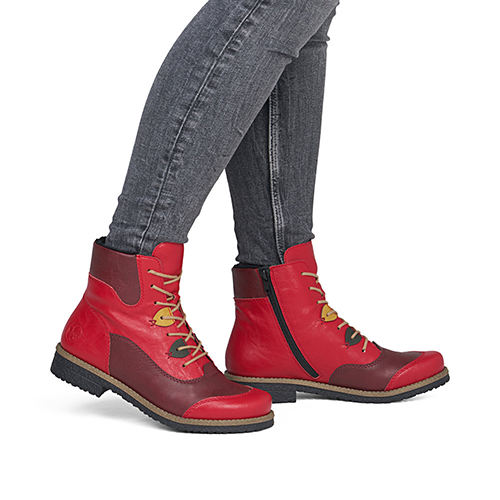 Rieker Laced Ankle Boots - 73510 - Red