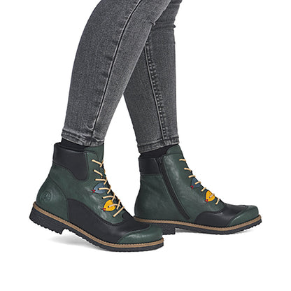 Rieker Ladies  Ankle Boots - Green Black