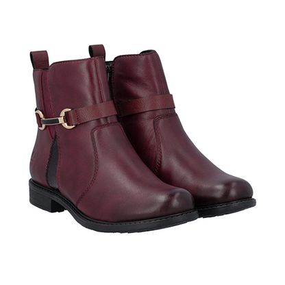 Rieker Ladies Ankle Boots - 74856 - Burgundy