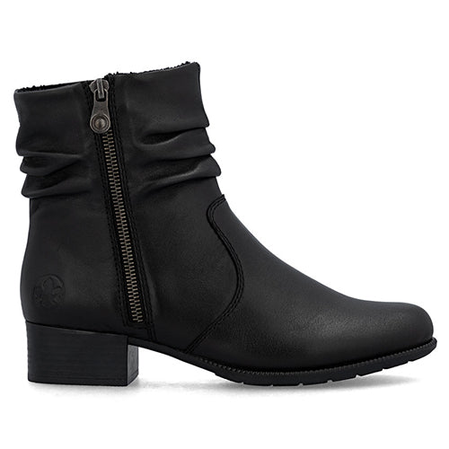 Rieker Ladies Block Heeled Ankle Boots - 78656-00 - Black
