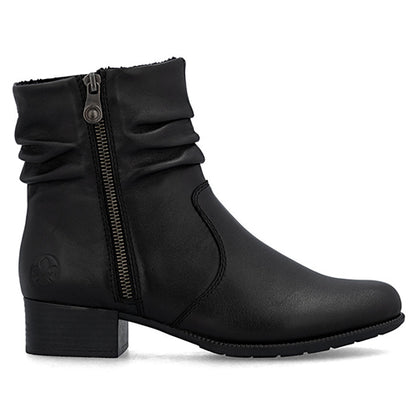 Rieker Ladies Block Heeled Ankle Boots - 78656-00 - Black
