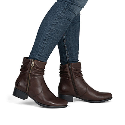 Rieker  Block Heeled Ankle Boots - 78656-27 - Brown