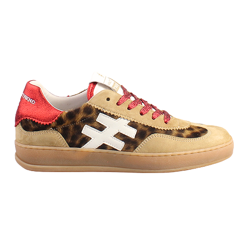 Another Trend Ladies Trainers - A03279 - Beige/Leopard/Red