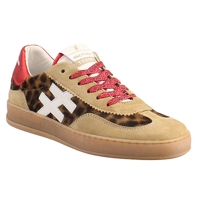 Another Trend Ladies Trainers - A03279 - Beige/Leopard/Red