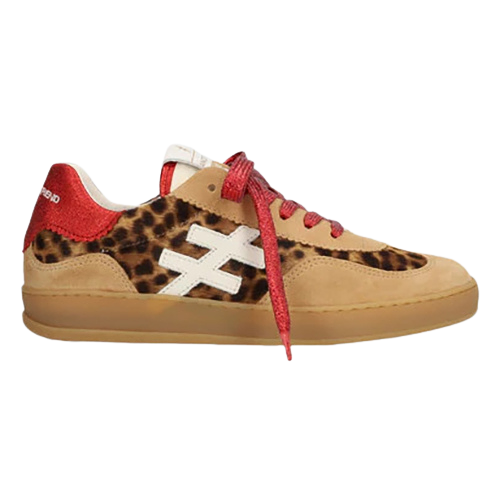 Another Trend Ladies Trainers - A03279 - Beige/Leopard/Red