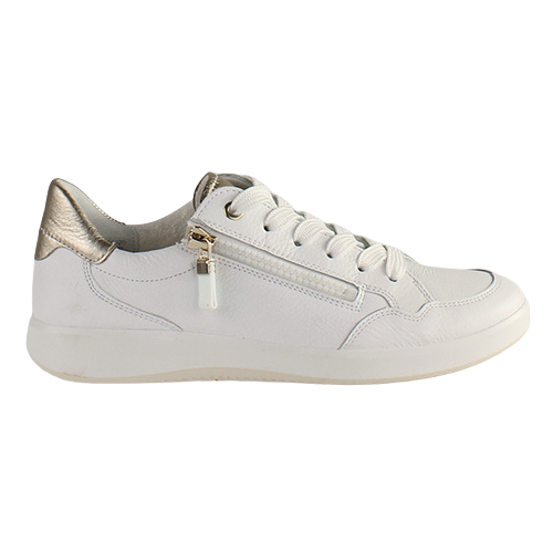 Ara Leather Trainers - 23901-04 - White/Gold