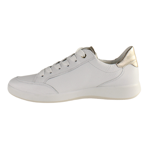 Ara Ladies Leather Trainers - 23901-04 - White/Gold