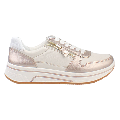 Ara Ladies Wide Fit Trainers - 27540-07 - Cream/ Gold