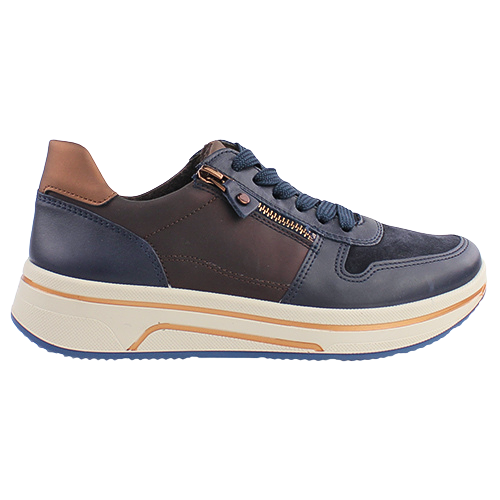Ara Ladies Leather Trainers - 27540 - Navy