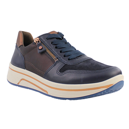 Ara Ladies Leather Trainers -  27540 - Navy