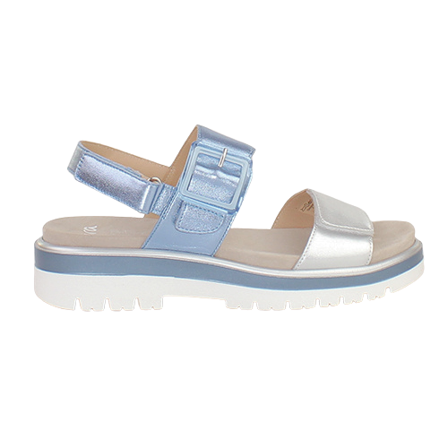 Ara Ladies Velcro Sandals - 21003-13 - Silver/Blue