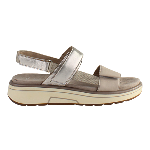 Ara Ladies Velcro Strap Sandals - 20204-05 - Beige/Silver