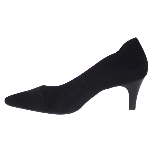 Ara Ladies Wide Fit Court Shoes - 1252206-01 - Black Suede