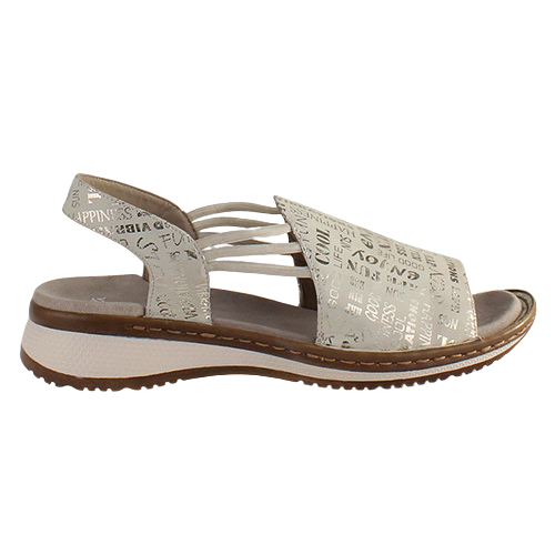 Ara Ladies Wide Fit Sandals - 29005 - Cream/Silver