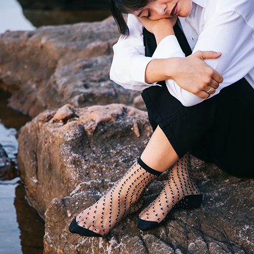 Atelier St Eustache Socks - Crescent Dunes - Black