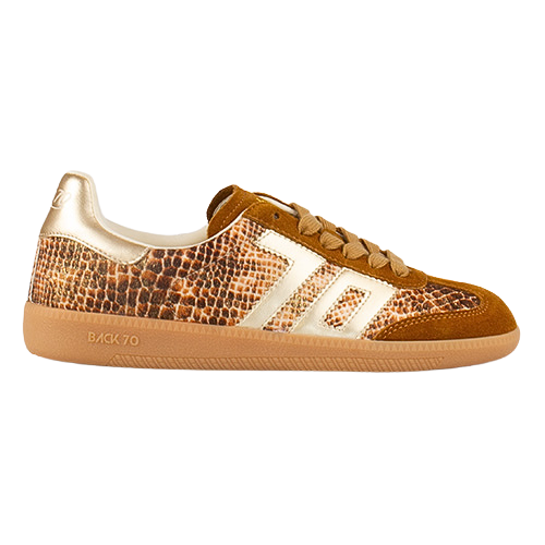 Back 70 Ladies Cloud Retro Trainer - Gold Snake