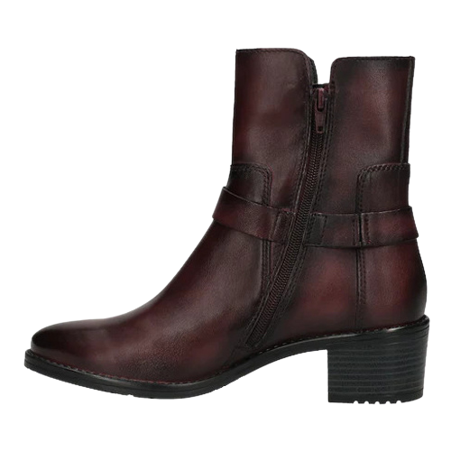 Bagatt Ladies Block Heeled Ankle Boots - 5623U - Burgundy