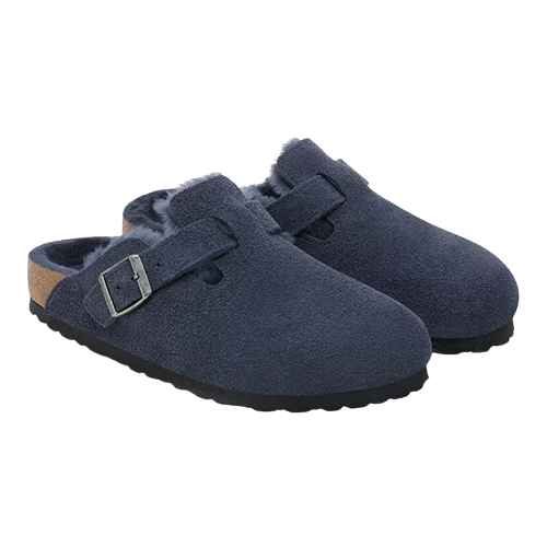 Birkenstock Ladies Clogs - Boston Shearling - Navy