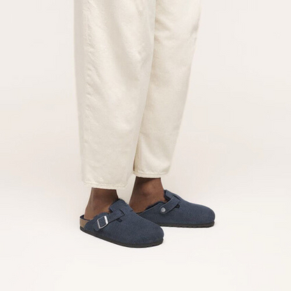 Birkenstock Ladies Clogs - Boston Shearling - Navy