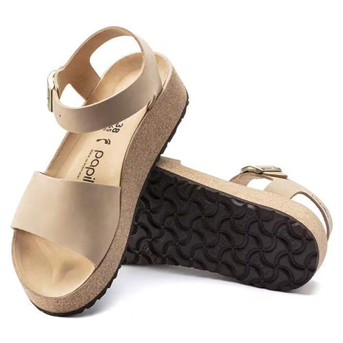 Birkenstock Ladies Nubuck Platform Sandals - Glenda - Sandcastle
