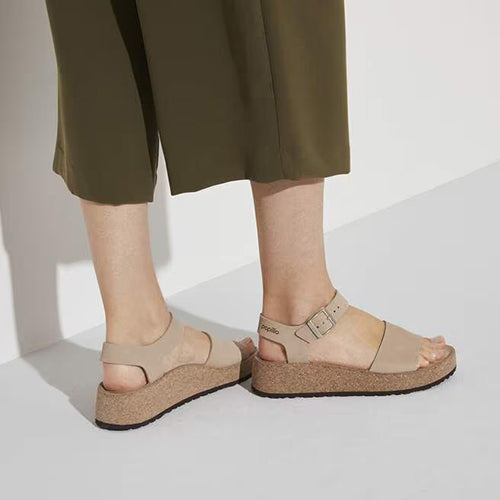 Birkenstock Ladies Nubuck Platform Sandals - Glenda - Sandcastle