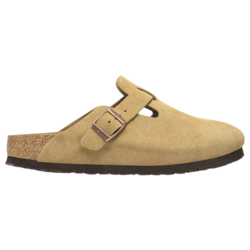 Birkenstock Ladies Suede Leather Clogs - Boston - Latte Cream