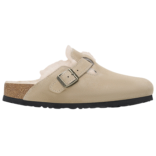 Birkenstock Ladies Clogs - Boston Shearling Suede Lth - Taupe