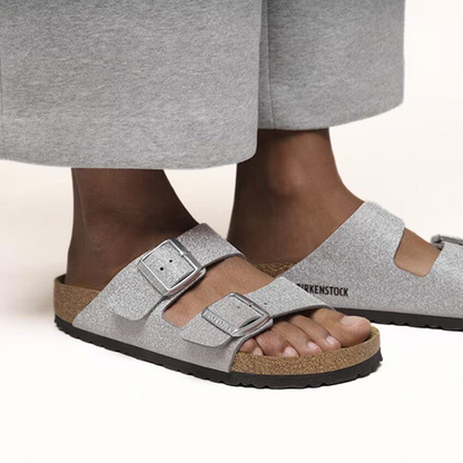 Birkenstock Ladies Sliders - Arizona - Silver