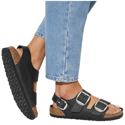 Birkenstock Ladies Back Strap Sandals - Milano Big Buckle - Black