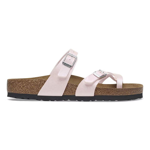 Birkenstock Ladies Birko Flor Sandals - Mayari  Embossed Saffiano  - Light Rose
