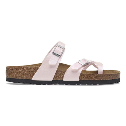 Birkenstock Ladies Birko Flor Sandals - Mayari  Embossed Saffiano  - Light Rose