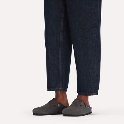 Birkenstock Ladies Suede Leather Clogs - Boston - Charcoal
