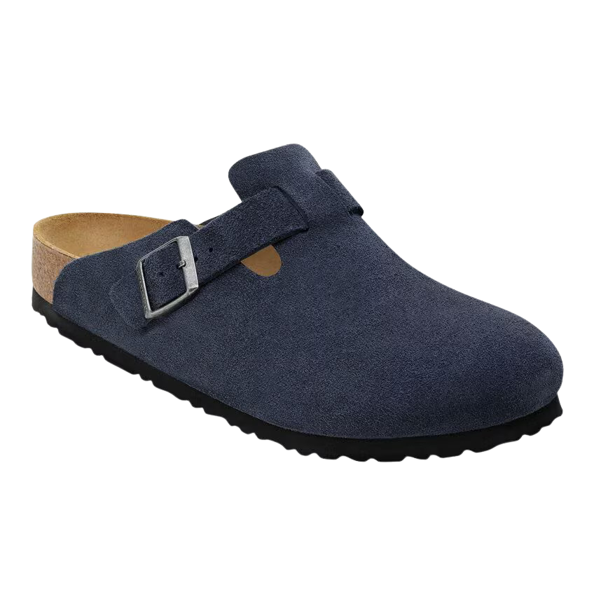 Birkenstock Ladies Suede Leather Clogs - Boston - New Navy