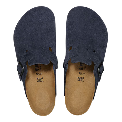 Birkenstock Ladies Suede Leather Clogs - Boston - New Navy