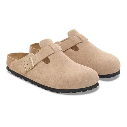 Birkenstocks Ladies Suede Clogs - Boston - Sandcastle