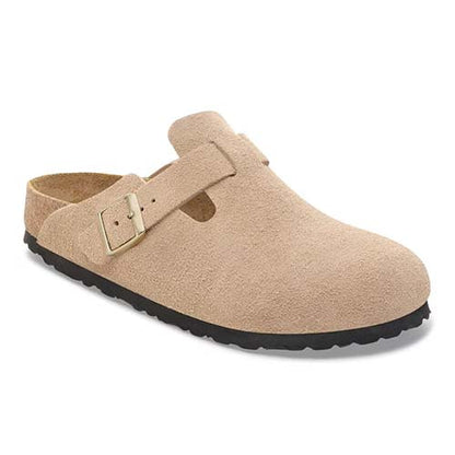 Birkenstocks Ladies Suede Clogs - Boston - Sandcastle