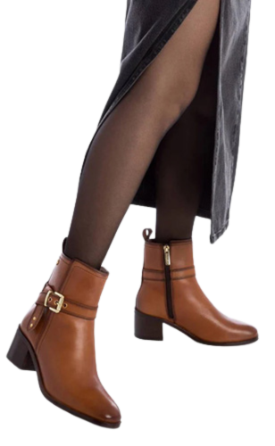 Carmela Block Heeled Ankle Boots- 161735 -Tan