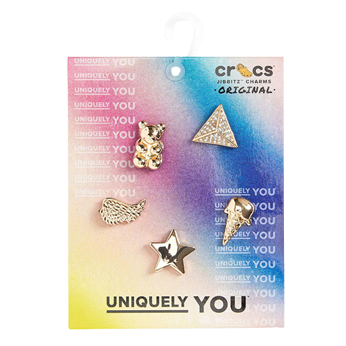 Crocs 5 Pack Jibbitz Charms - Gold Icon