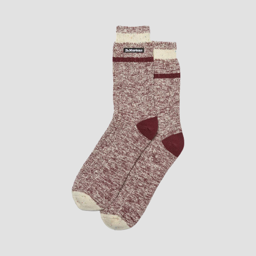 Dr. Marten Socks Organic Cotton Blend Oxblood/White Greenes Shoes