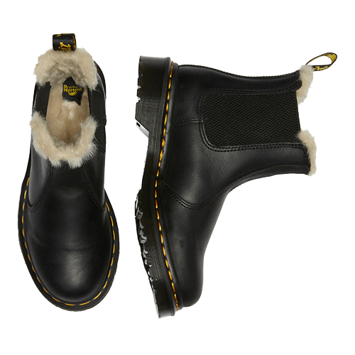 Dr.Martens Ladies Faux Fur Chelsea Boot - 2976 Leonore - Black