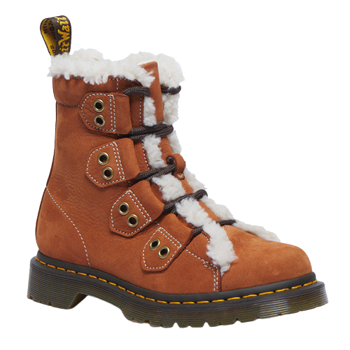 Dr. Martens Ladies Fur Lined Boots - 1460 - Tan