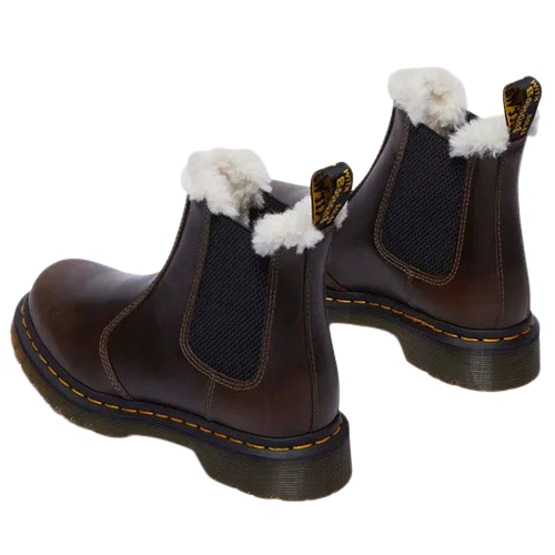 Dr.Martens Ladies Faux Fur Lined Chelsea Boot 2976 Leonore Dark Kh Greenes Shoes