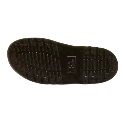 Black shoe sole with a brand logo on a white background