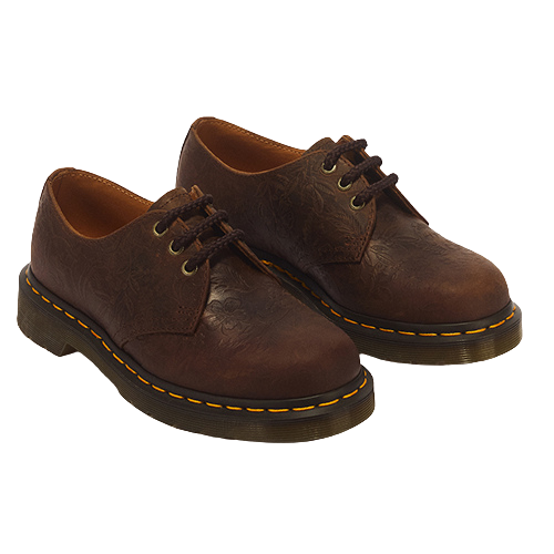 Dr Martens Ladies shoes - 1461 Emboss Floral- Dark Brown