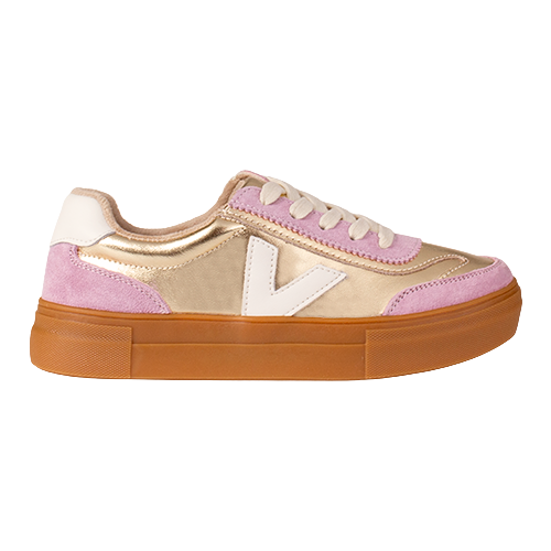 Drilleys Ladies Trainers - Eighty - Gold/Pink