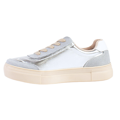 Drilleys Ladies Trainers - Eighty - Silver/Grey