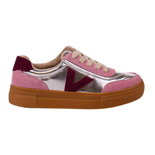 Drilleys Ladies Trainers - Eighty - Silver/Pink