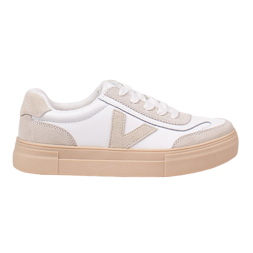 Drilleys Ladies Trainers - Eighty - White / Beige